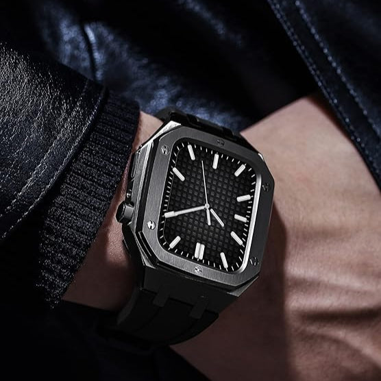 Stainless Steel Case & Silicone Band for Apple Watch– Black