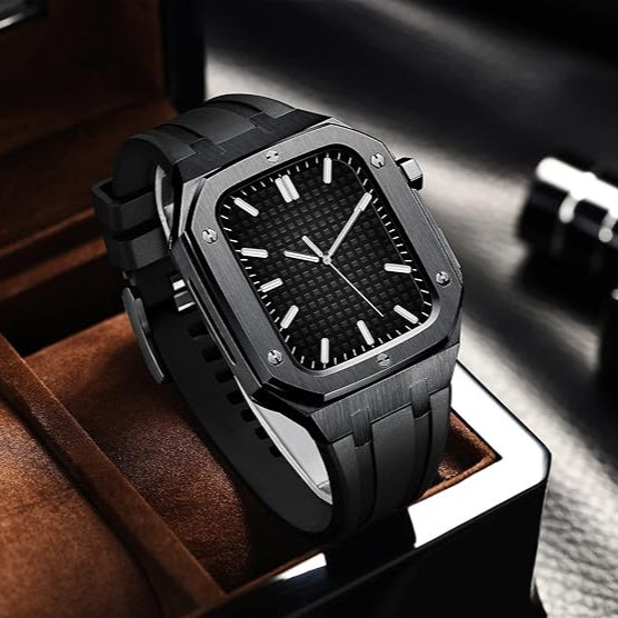 Stainless Steel Case & Silicone Band for Apple Watch– Black