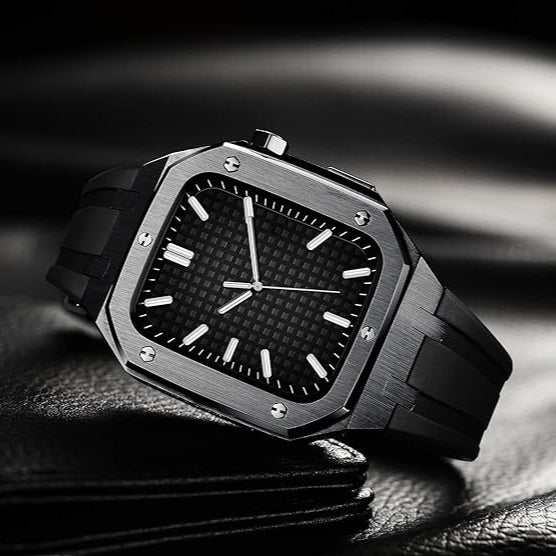 Stainless Steel Case & Silicone Band for Apple Watch– Black