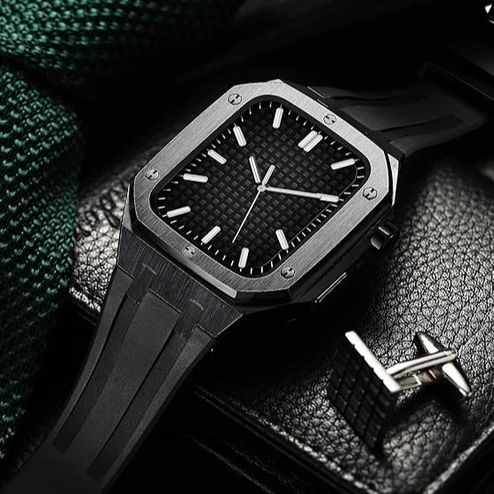 Stainless Steel Case & Silicone Band for Apple Watch– Black